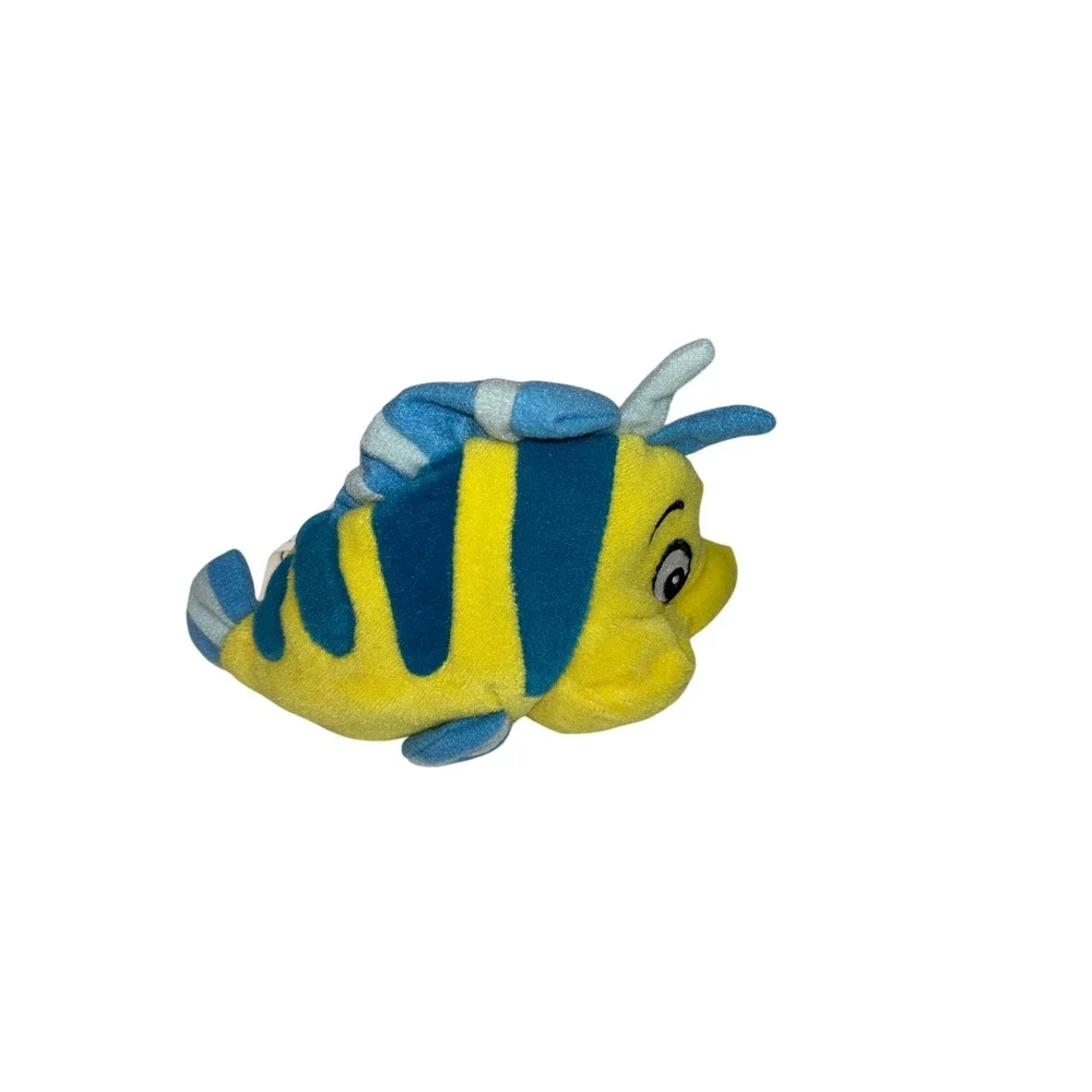 Disney Store Mini Bean Bag Flounder 7 Inch Plush The Little Mermaid Yellow Blue